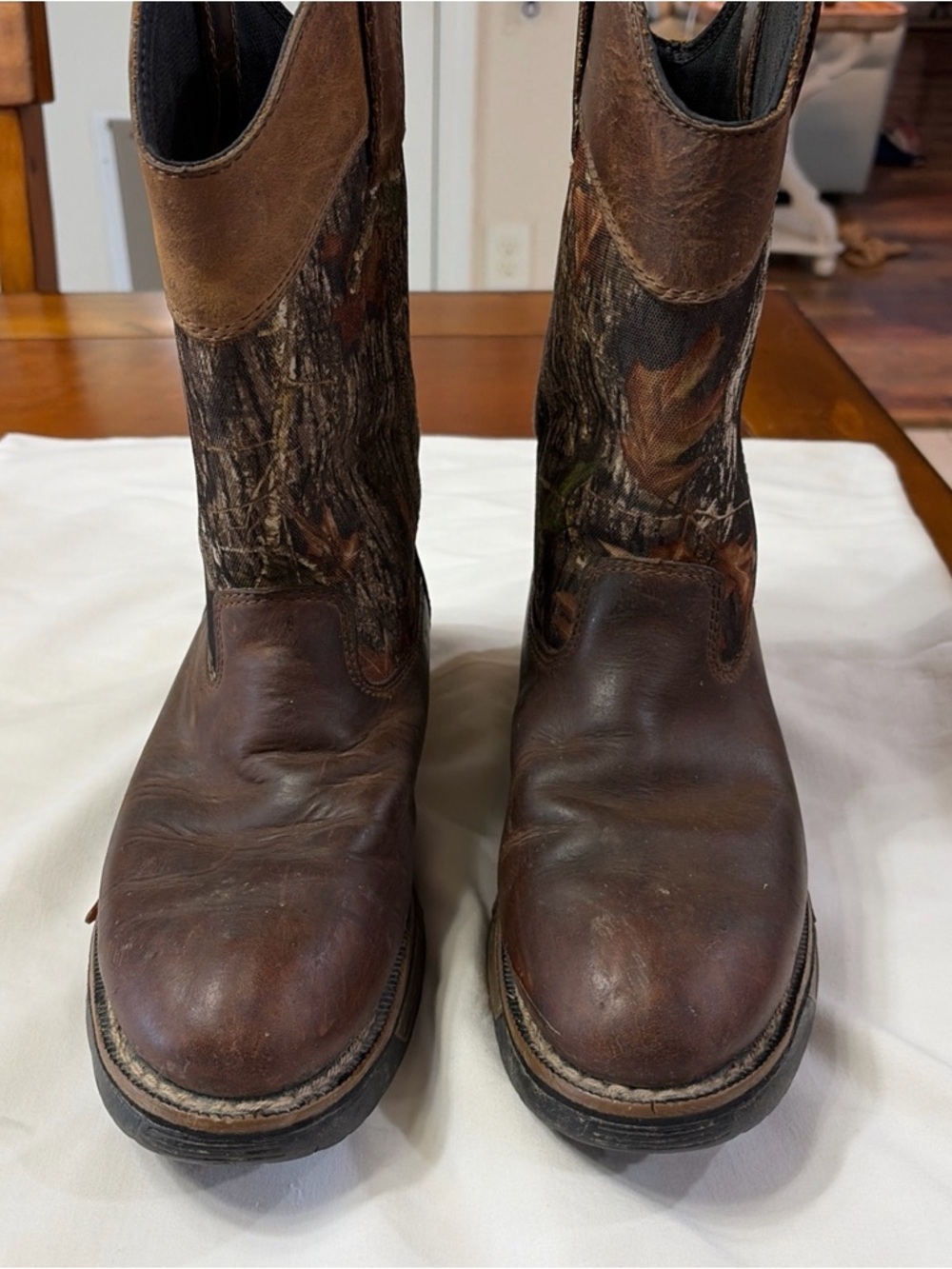 Rocky Brown Leather Boots with Camouflage Shaft